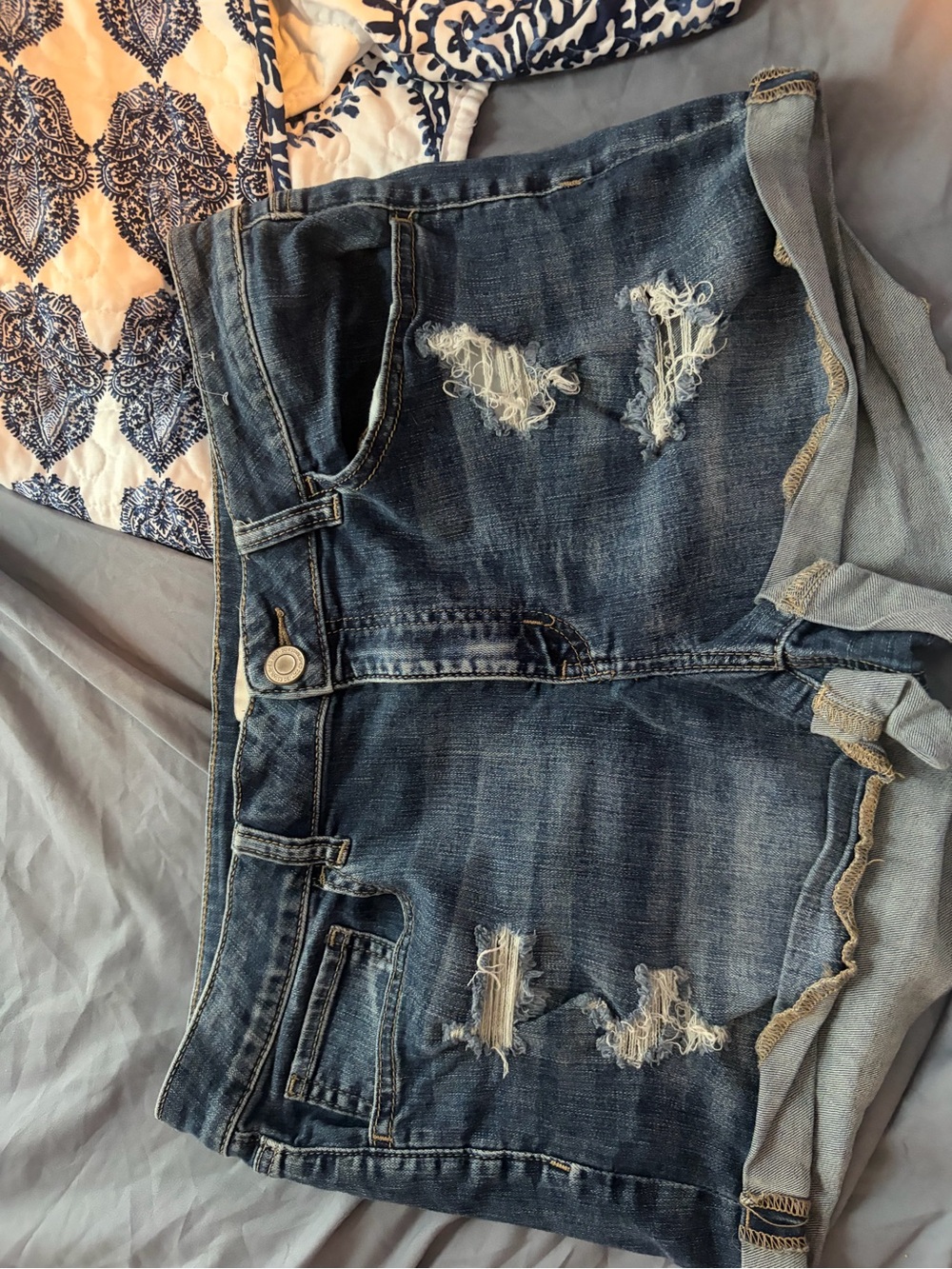 SO Distressed Dark Blue Denim Jean Shorts